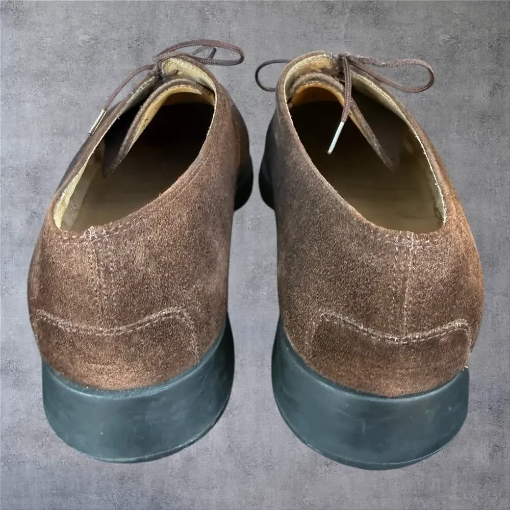 Vtg Tod's Mens Brown Suede Apron Toe Derby Shoes Size 11 Italy Lace Up Old Money